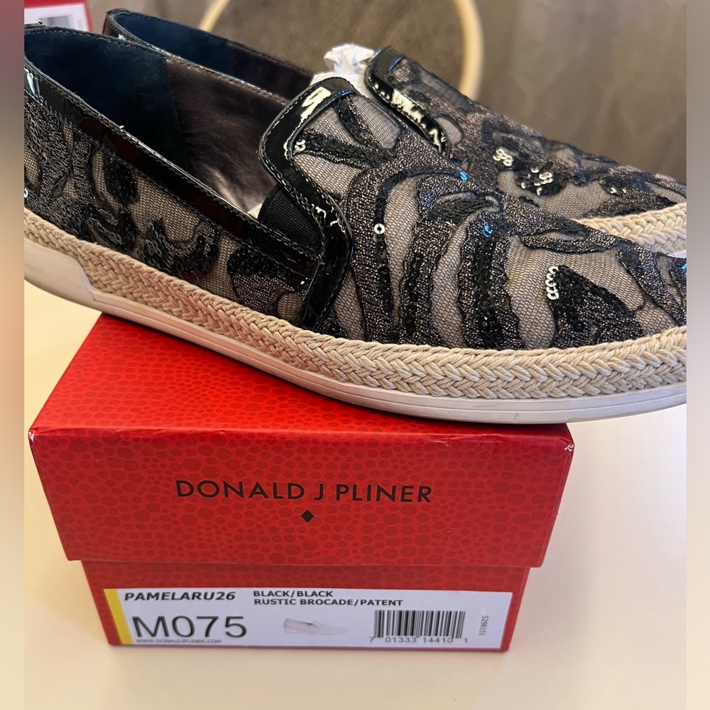 Donald Pliner ‘Pamela’ Brocade Slip-on Sneaker/loafer Size 7.5 / Black/ Rustic